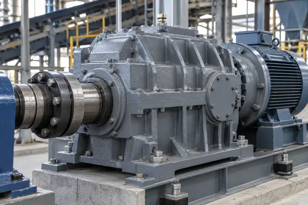 Industrial reduction gearbox and shaft coupling