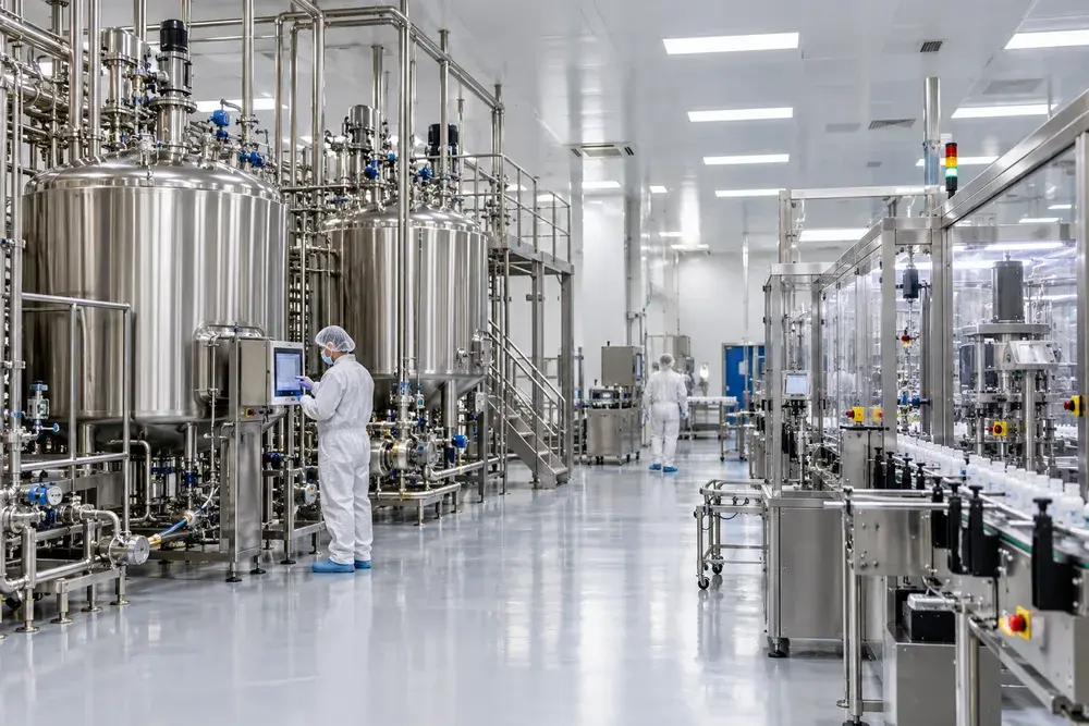 Stainless steel equipment in a pharmaceutical cleanroom